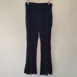 Three dots Black Rayon Crinkle Flared Pants